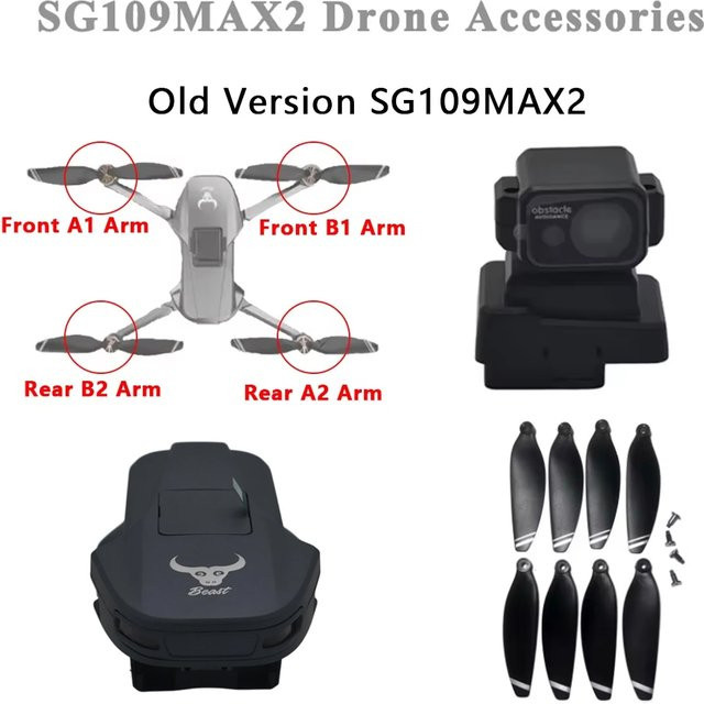 TERFPV Drohnenzubehör Set für SG109 MAX2 in Schwarz mit Propellern, Lüfterblättern, UAV-Arm, Drohnenhülle, Gimbal-Kamera und Laser-Hindernisvermeidung - Bild 1