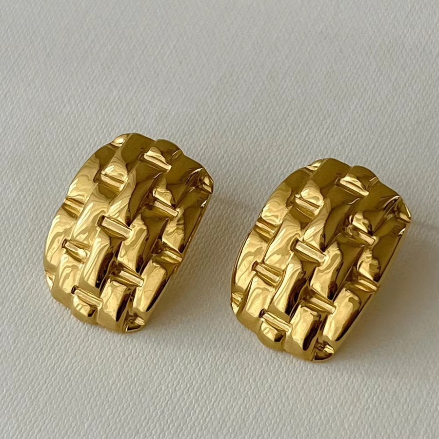 amofa Ohrstecker, vergoldeter Edelstahl, quadratisch, Damen - Bild 2