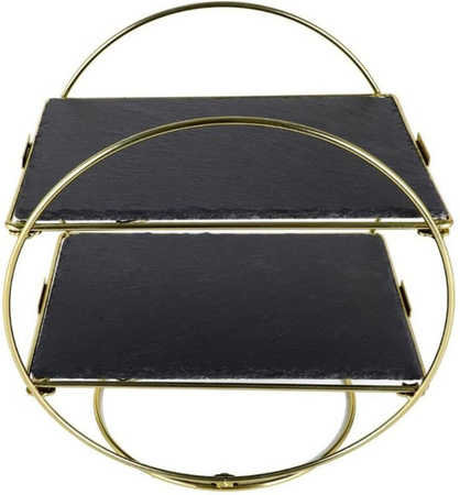 ECHTWERK Schiefer Etagere im Art Déco-Stil, 2-stöckig, Gold