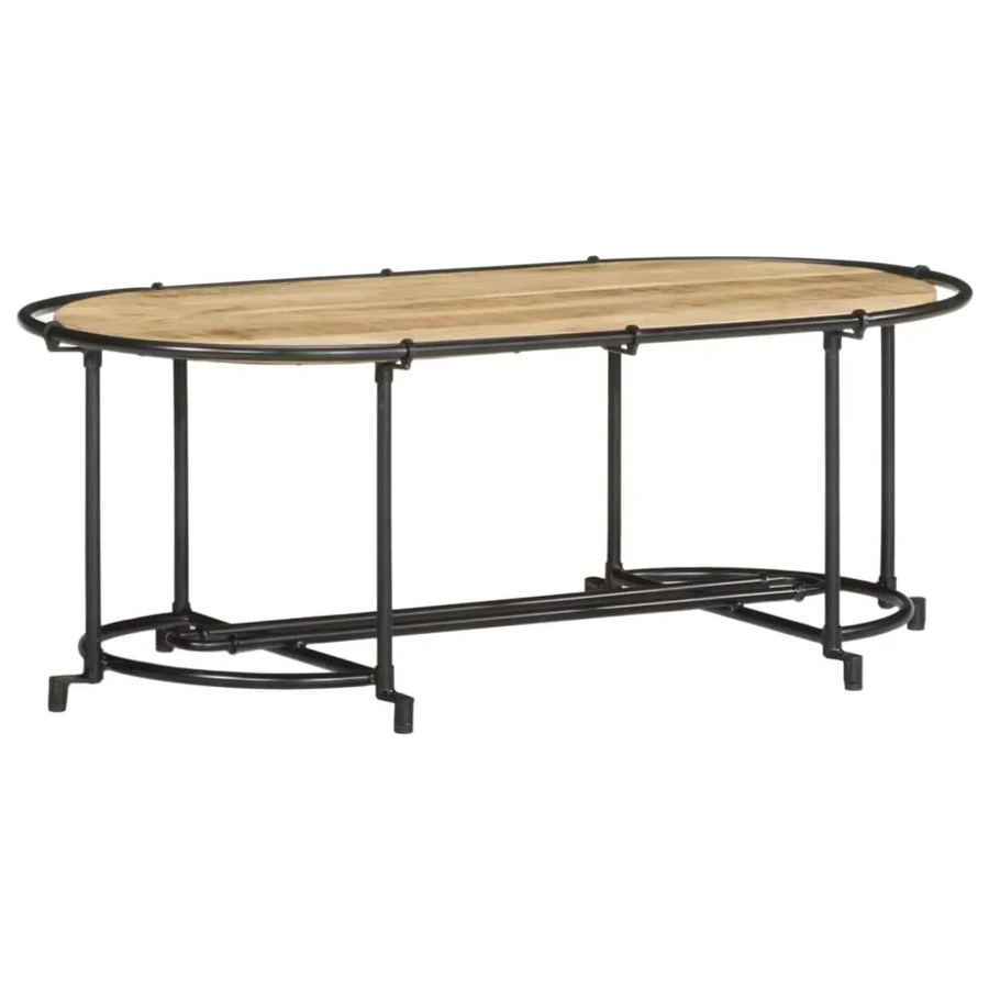 vidaXL Couchtisch aus Mangoholz und Eisen in Braun und Schwarz, B/T/H: 110 x 55 x 40 cm - Bild 2