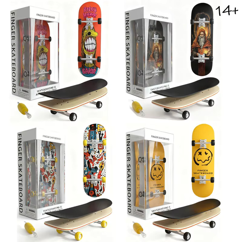 Finger-Scooter Ahornholz, Mini-Skateboard-Set, 14-teiliges Set - Bild 1