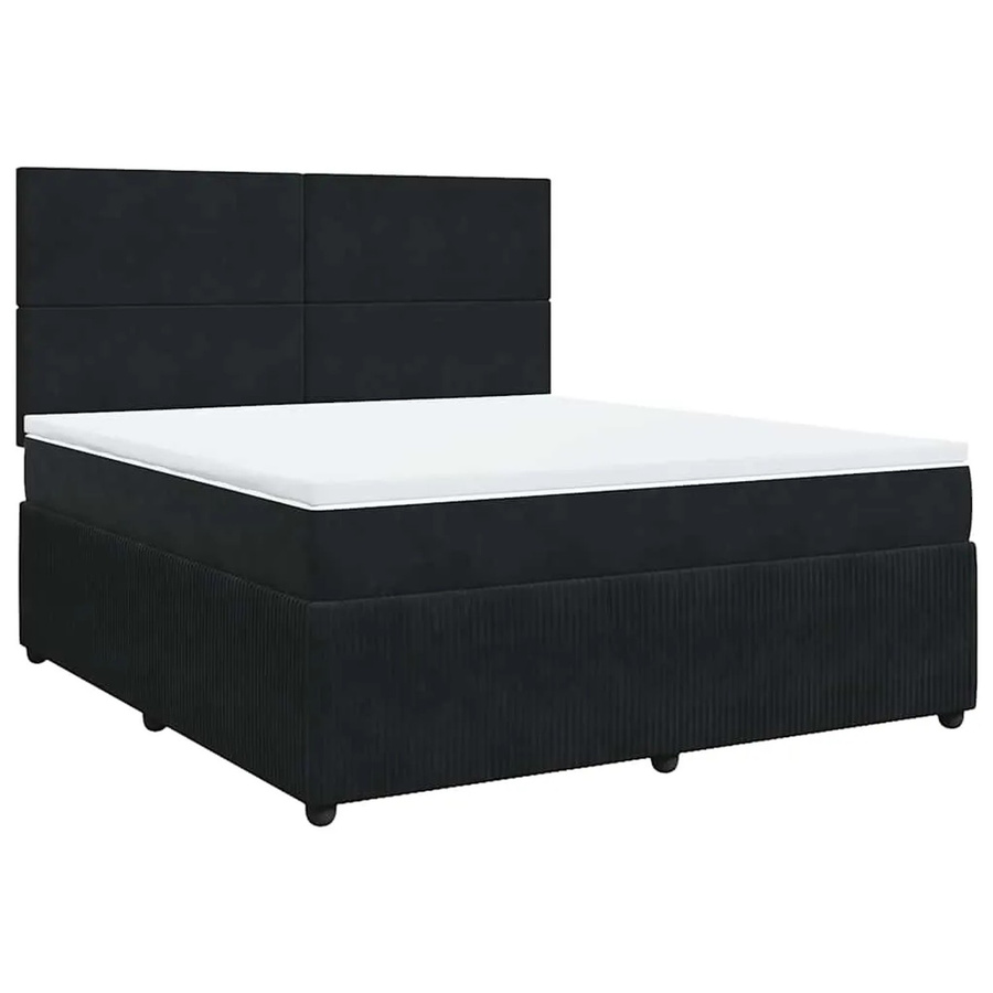 vidaXL Boxspringbett mit Matratze in Schwarz aus Samt, Hybridbett mit Taschenfederkern, B/T: 180 x 200 cm - Bild 2