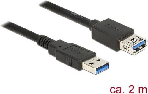 Delock USB 3.2 Gen1 Verlängerungskabel USB-A auf USB-A, Schwarz, 2,00 m - Bild 1