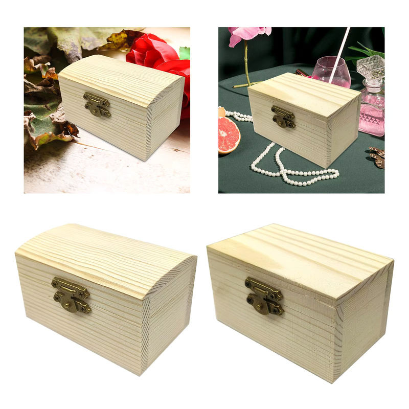 Phenovo Unvollendete Holzkiste als Schmuckvitrine und Bastelbox in Braun und Beige für Hochzeit und Hobbys - Bild 4