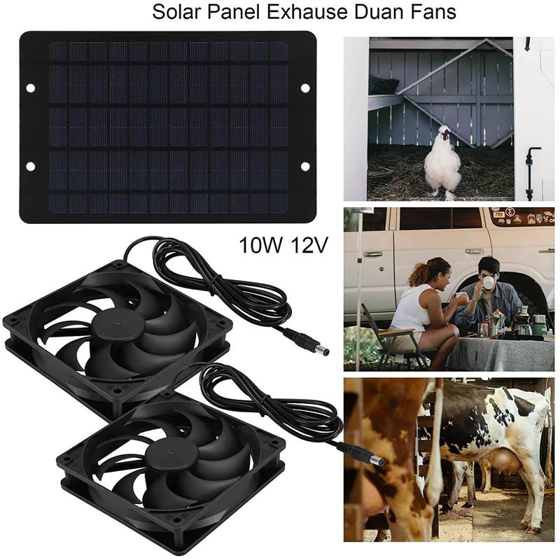 EESBAO Mini Solar-Abluftventilator mit Solarpanel und Akku, Schwarz, aus Kunststoff - Bild 2