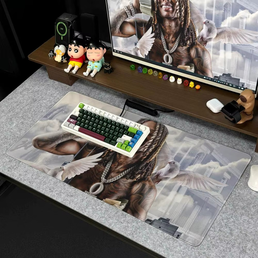 K-King Rapper V-Von Mauspad XXL rutschfeste Gamer-Schreibtischunterlage in Schwarz und Multicolour, B/T: 90 x 40 cm - Bild 2