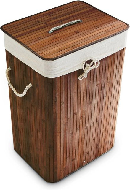 Relaxdays Wäschekorb aus Bambus in Braun, Eckig und Faltbar mit Deckel, B: 65,5 cm, T: 43,5 cm, H: 33,5 cm - Bild 1