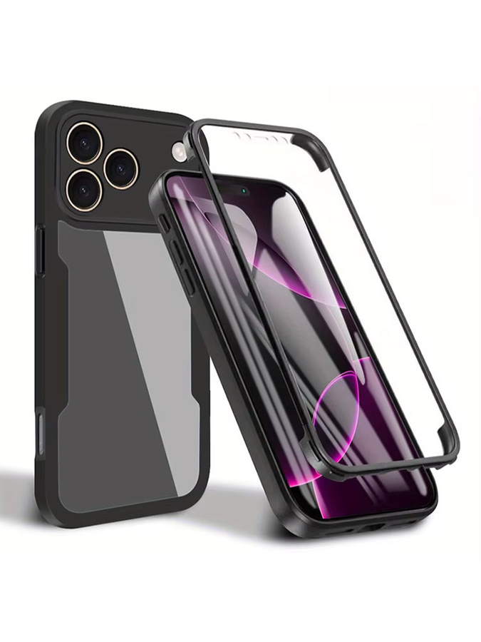 Stoßfeste 360-Grad Ganzkörper-Schutzhülle für iPhone Modelle in Schwarz von ZEKS - Bild 6
