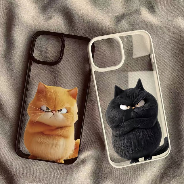Stoßfeste transparente Handyhülle mit lustigem Katzenmotiv für iPhone 11 bis iPhone 17 Pro Max und Mini - Bild 1