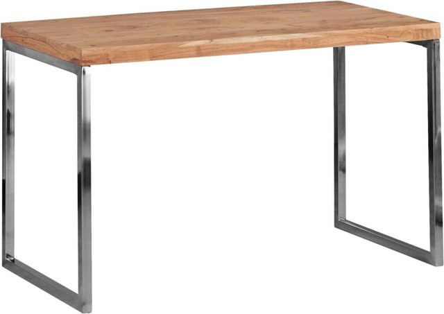 Wohnling Schreibtisch aus Massivholz in Braun und Beige, B/T/H: 120 x 60 x 76 cm - Bild 1