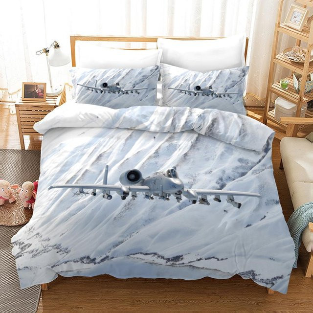 JMG Household Supplies Bettwäscheset mit 3D-Flugzeug-Motiv für Kinder, Blau, 3-teilig, B/H: 150 x 200 cm - Bild 1