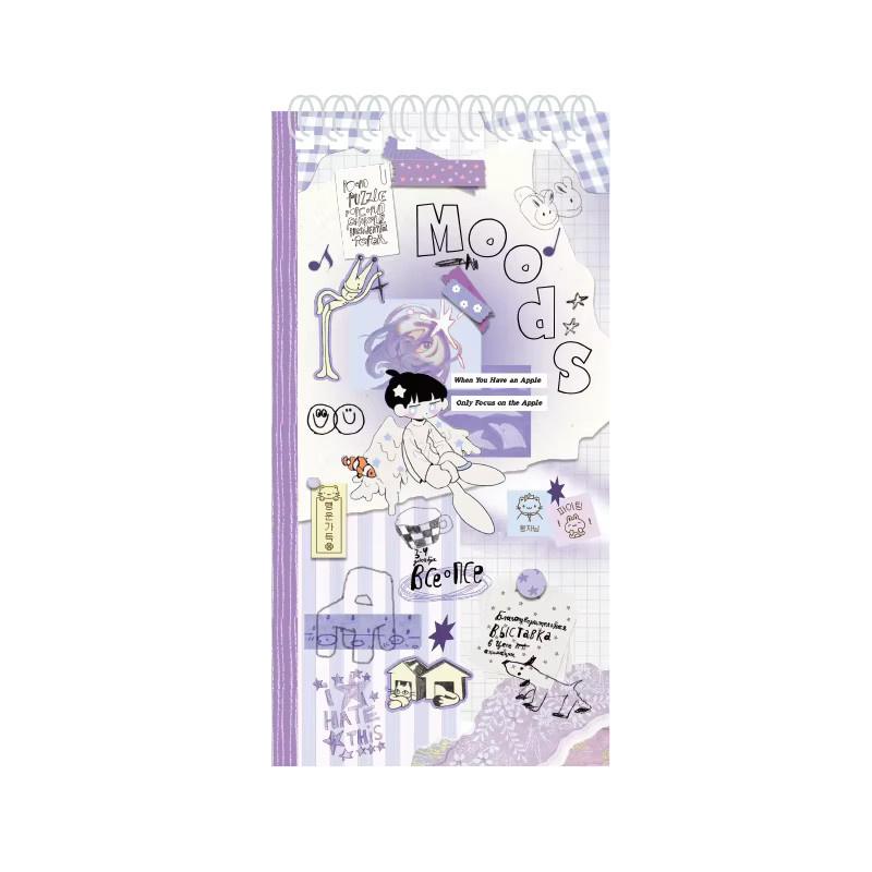 Fun Collection Kawaii Ins Ausgestanzte Aufkleber-Bücher für Scrapbooking und DIY-Dekoration, 20 Blatt, Lila - Bild 2