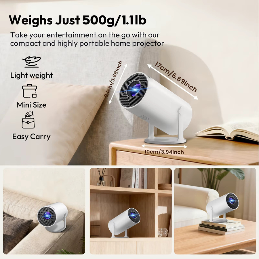 MAOHUTER Tragbarer Smart Heimprojektor in Weiß mit WLAN, 1080P 4K Videowiedergabe, Schnellfokus und eingebauten Lautsprechern zur Bildschirmspiegelung - Bild 5