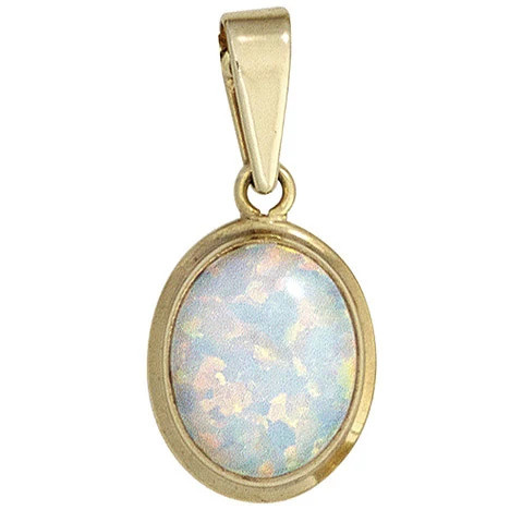 Colfem Anhänger oval, 333 Gelbgold, Opal - Bild 1