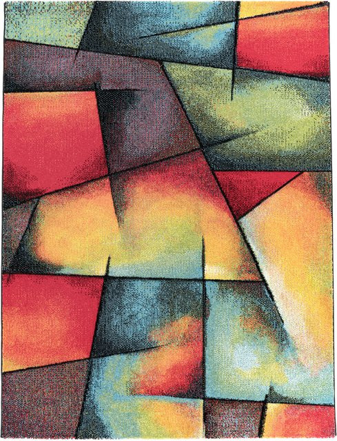 Moderner Samara Teppich in Mehrfarbig mit geometrischem Hoch-Tief-Effekt, B: 80 cm, L: 150 cm - Bild 1