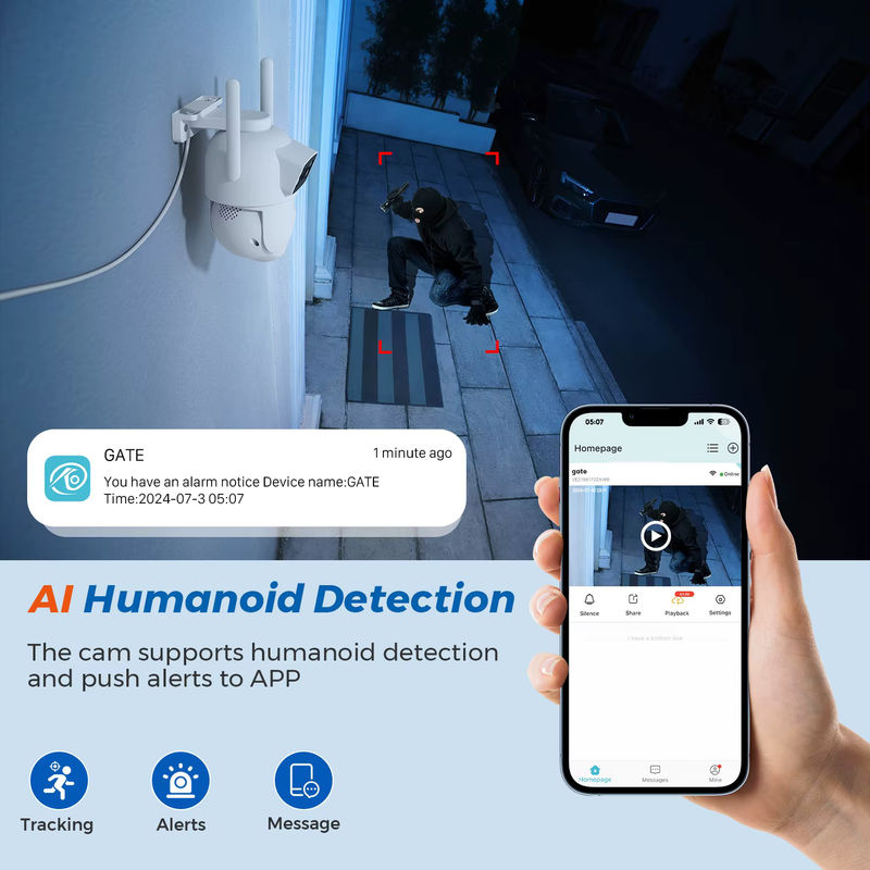 BESDER Dual-Objektiv IP PTZ Outdoor Überwachungskamera mit 4K 8MP und 10MP Auflösung, 5G WIFI, Menschliche Erkennung, Weiß - Bild 6