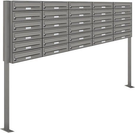 Freistehendes Briefkasten-Mehrparteiensystem von AL BRIEFKASTENSYSTEME für 30 Parteien in Grau, B/H/T: 199,5 x 150 x 27,5 cm - Bild 1