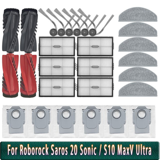 Roborock Zubehör-Set für Saros 20 Sonic und S10 MaxV Ultra mit Seitenbürsten, Filtern, HEPA-Mopps und Staubbeuteln in Multicolour - Bild 1