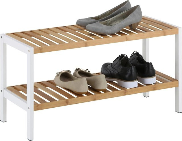 Mömax Schuhregal in Weiß und Braun mit Bambus und MDF, H x B x T: 70 x 30 x 30 cm - Bild 1