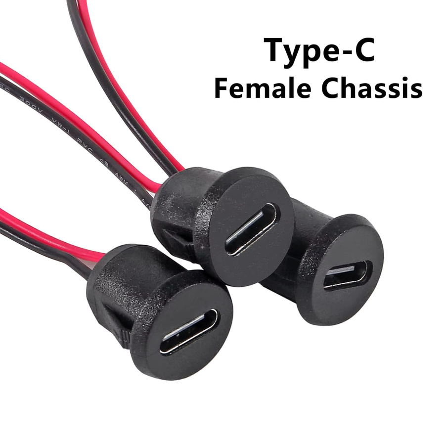 20 Stück USB-C Weibliche Chassis 2 Pin Direkt Crimp Ladeport Stecker in Schwarz - Bild 2