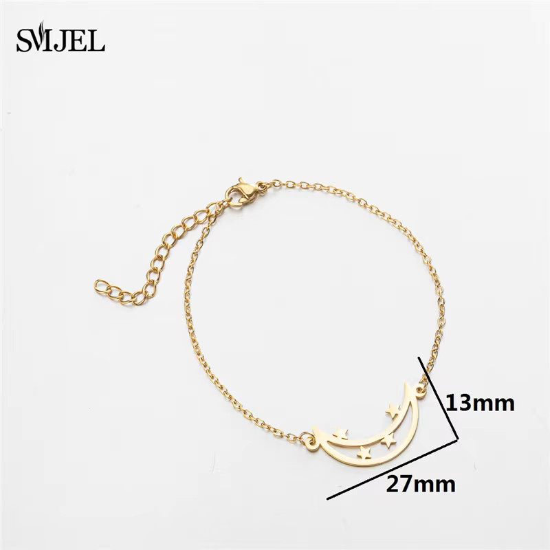 SMJEL Armband Edelstahl, Gold, Schere, Mond und Sonne Anhänger, Damen - Bild 2