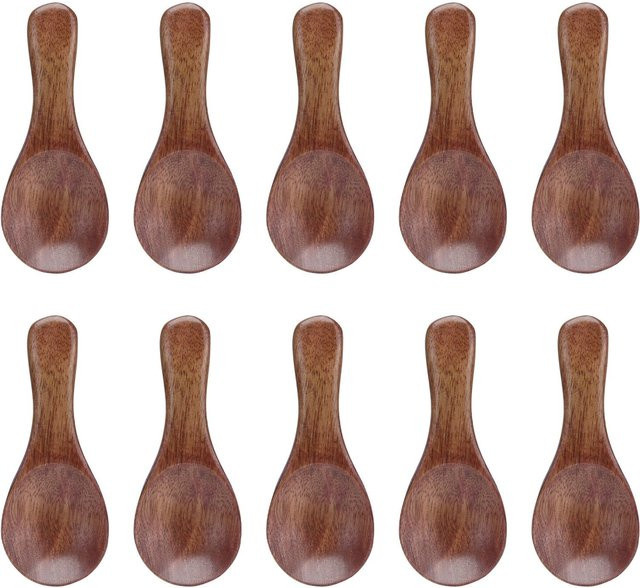 CosyHome Set aus 10 kleinen Holzlöffeln in Braun für Gewürze, Öl, Kaffee, Tee und Zucker - Bild 1