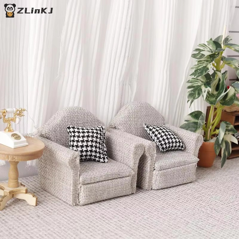 MYPANDA Mini Flachs Sofa Werfekissen, Puppenhaus Möbel Dekoration, Zubehör, Schwarz - Bild 2