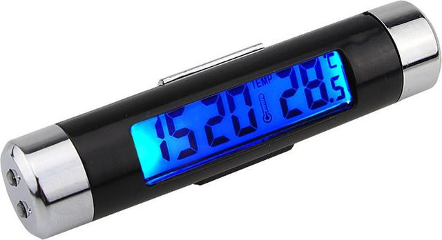 VehicleKit 2 in 1 Autouhr und Temperaturmesser mit LED Digitalanzeige für Luftauslässe, Schwarz - Bild 1
