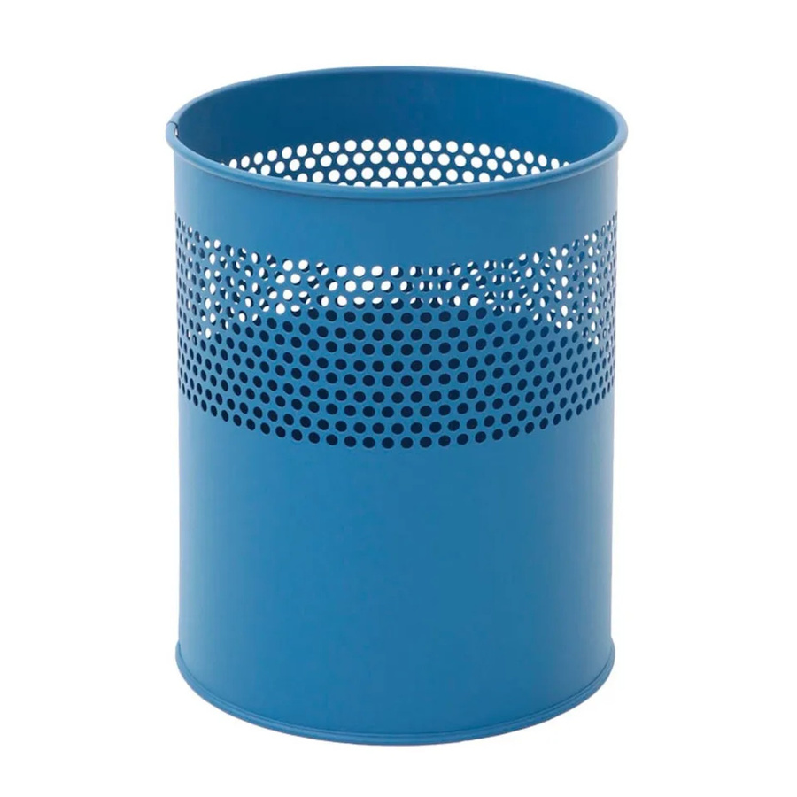 PROREGAL Runder halbperforierter Papierkorb aus Metall in Blau, H: 27,5 cm, Ø: 23,5 cm - Bild 2