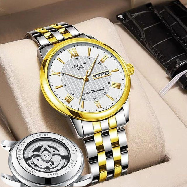 YIRAN Jewelry Herrenuhr, Automatik, Edelstahl, grau - Bild 1