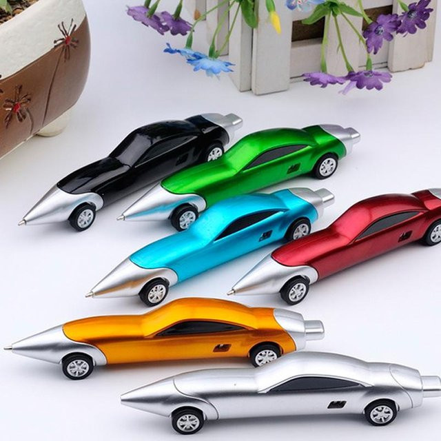 Discover Intime Kugelschreiber im Rennauto-Design für Kinder, mehrfarbig mit blauer Tinte - Bild 1