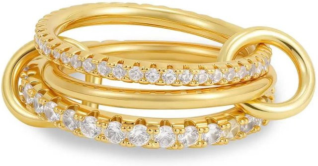 Ringset Edelstahl, Zirkonia, Gold, Damen, Größe 7 - Bild 1
