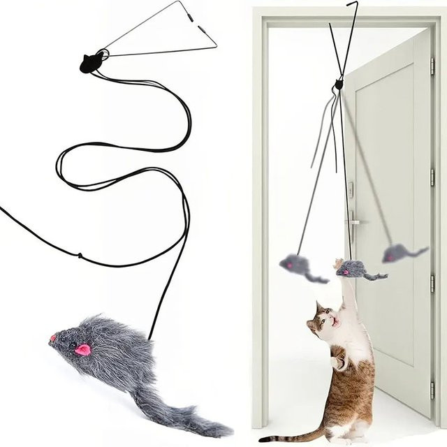 Booteely Katzenspielzeug zum Aufhängen an der Tür in Grau zur Stressreduktion für dein Wohnzimmer - Bild 1