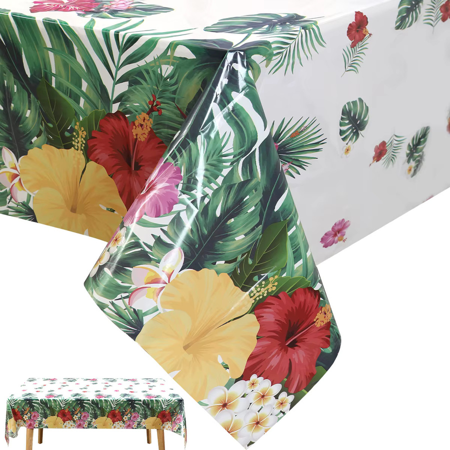 Einweg Tischdecke Hawaii Luau mit tropischem Palmblätter-Design aus PVC, rechteckig - Bild 5