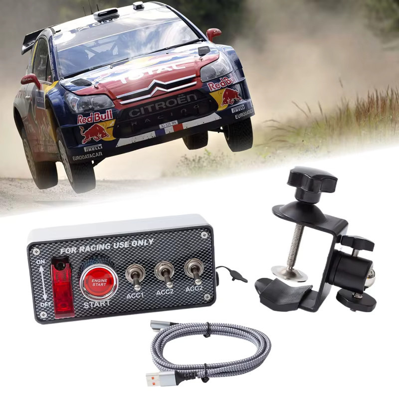BlueFishSim Zündschalter-Panel für PC-USB-Simulatoren in Schwarz und Silber für Rennspiele wie ETS2, ATS, Assetto Corsa und ACC - Bild 5