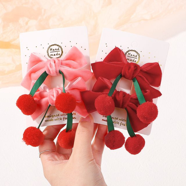 BABY BOWS Haarspangen mit roten Samtschleifen, 2 Stück, Kinder - Bild 1