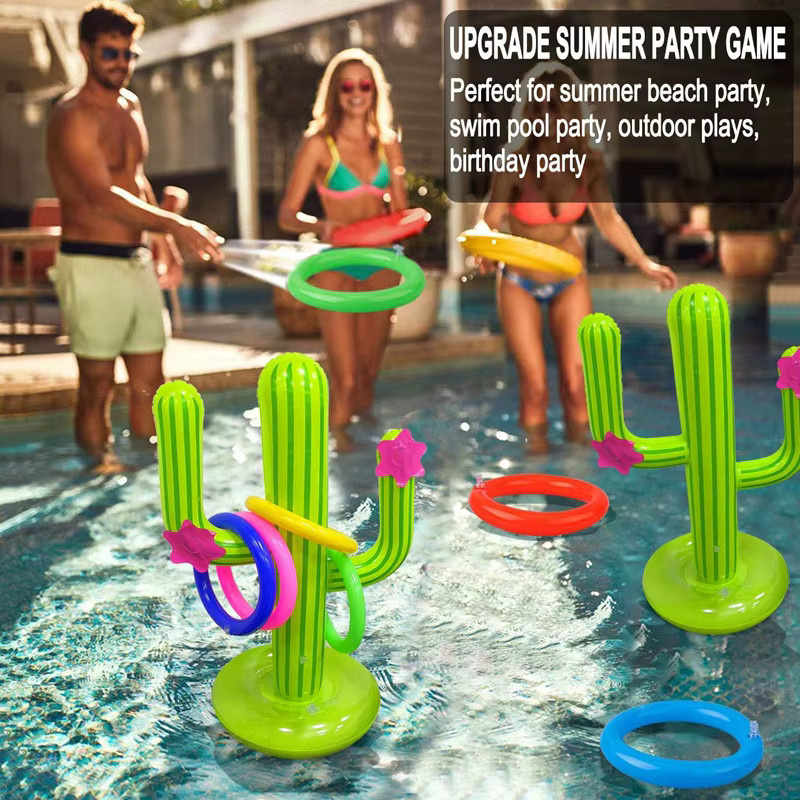 ZQNYCY Aufblasbare Kaktus Ring Werfen Spiel Set, Schwimmendes Pool Spielzeug - Bild 2