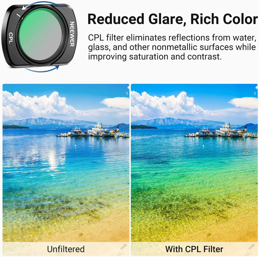 NEEWER ND & CPL Filterset für DJI Osmo Pocket 4 & 3, magnetische Neutraldichte- und Polarisationsfilter für Action-Kameras, Schwarz - Bild 4