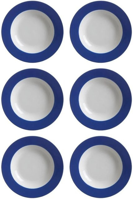 Ritzenhoff & Breker DOPPIO Suppenteller aus Porzellan, Blau, 6er Set, Durchmesser: 22 cm - Bild 1