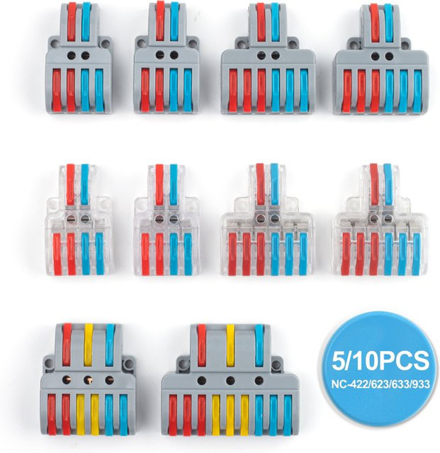 DIY GO 5er Set Push-in Hebel-Klemmen Universal Terminal Block in Mehrfarbig für elektrische Kabelanschlüsse und LED-Verbindungen - Bild 1