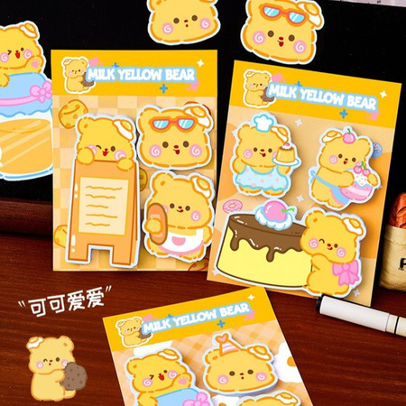 Gif Haftnotizen Custard Bär Set mit Memo Pads und Aufklebern in Gelb