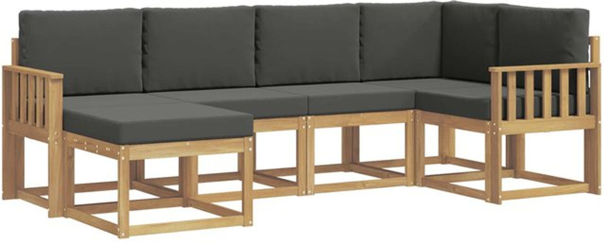 vidaXL Outdoor-Sofagarnitur aus Akazie Massivholz mit 6 Teilen in Weiß und Anthrazit aus Polyester - Bild 1
