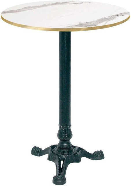 RestooTab Stehtisch Bistrot rund in Weiß, Grau und Messing mit schwarzem Gestell, Durchmesser: 60 cm, Höhe: 113 cm - Bild 1