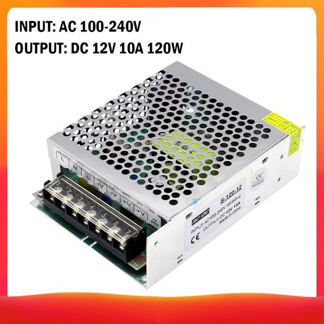 JOOLONPOR Spannungswandler AC 100-240V zu DC 12V 10A 120W in Silber aus Aluminium - Bild 1