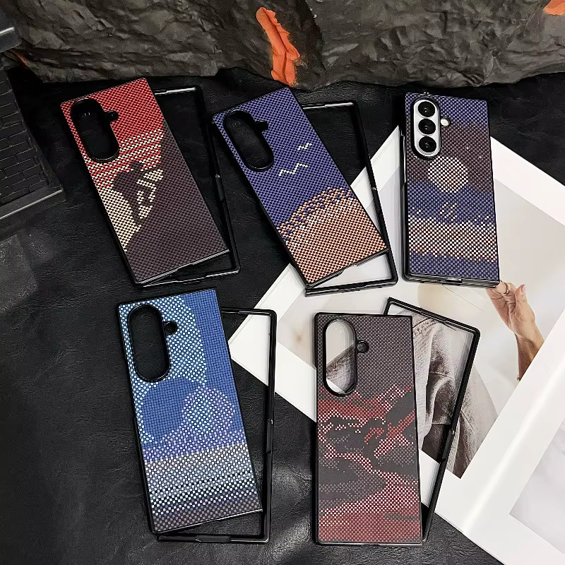 Stoßfeste Business-Handyhülle aus PU-Leder mit Kohlefasermuster für Samsung Galaxy Z Fold7, Z Fold6, Z Fold5 und Z Fold4 in Multicolour - Bild 2