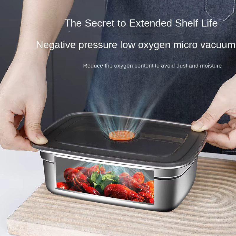 BOOMCOOL Bento-Box aus Edelstahl 304 in Silber, auslaufsichere Lunchbox und Crisper für Kühlschrank und Gefrierschrank - Bild 2
