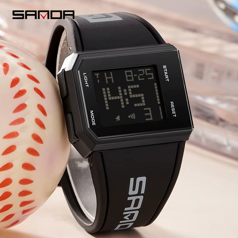 SANDA Digitaluhr, Chronograph, Weiß, Kunststoff, Herren - Bild 1