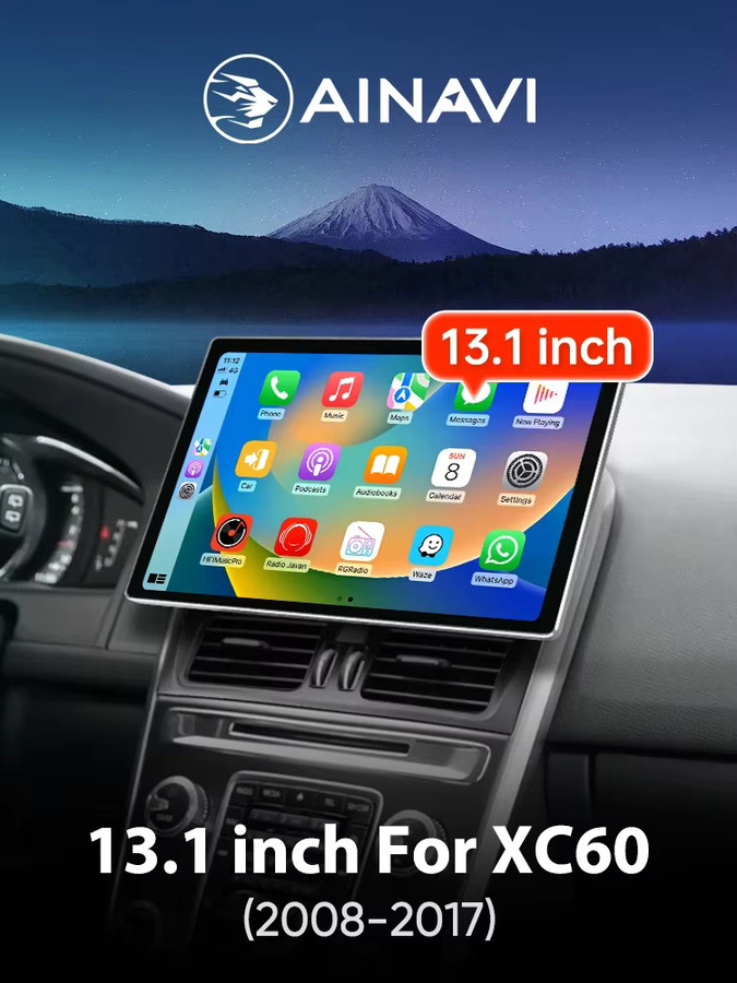 Ainavi Android Autoradio mit 13,1 Zoll Display für Volvo XC60, kabelloses Android Auto und CarPlay, Schwarz - Bild 6