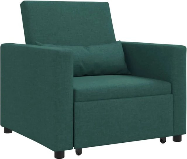 vidaXL Einzel-Schlafsofa mit Rädern in Dunkelgrün, modernes Stoff-Sofa mit Metallrahmen, B/T/H: 90 x 165 x 87 cm - Bild 1