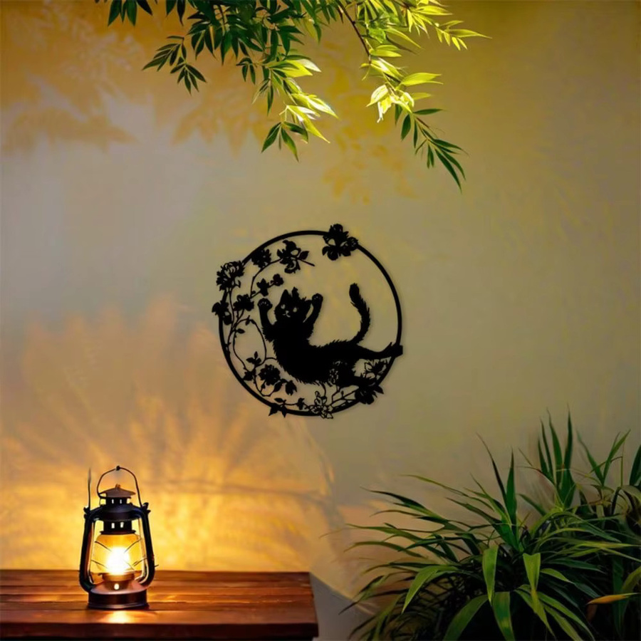 CIFBUY Katzen Wandkunst aus Metall in Schwarz als Dekoration für Garten und Wohnzimmer - Bild 4